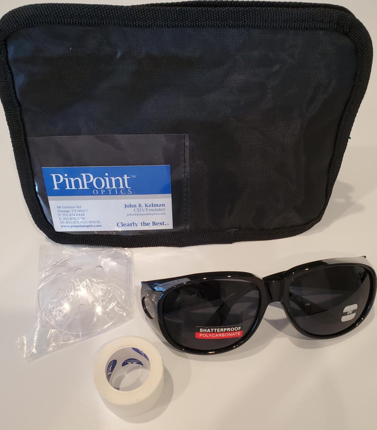(100) PREMIUM GRAY CATARACT POST OP KIT BAGS WITH LARGE GLASSES, 30FT TAPE AND WRAPPED PC SHIELD (Copy) (Copy)
